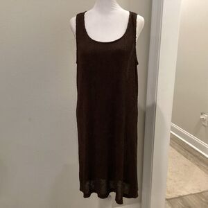 Vintage Baja Blue Resort Cover Up Size M Brown Knit Coverup Sleeveless Stretch